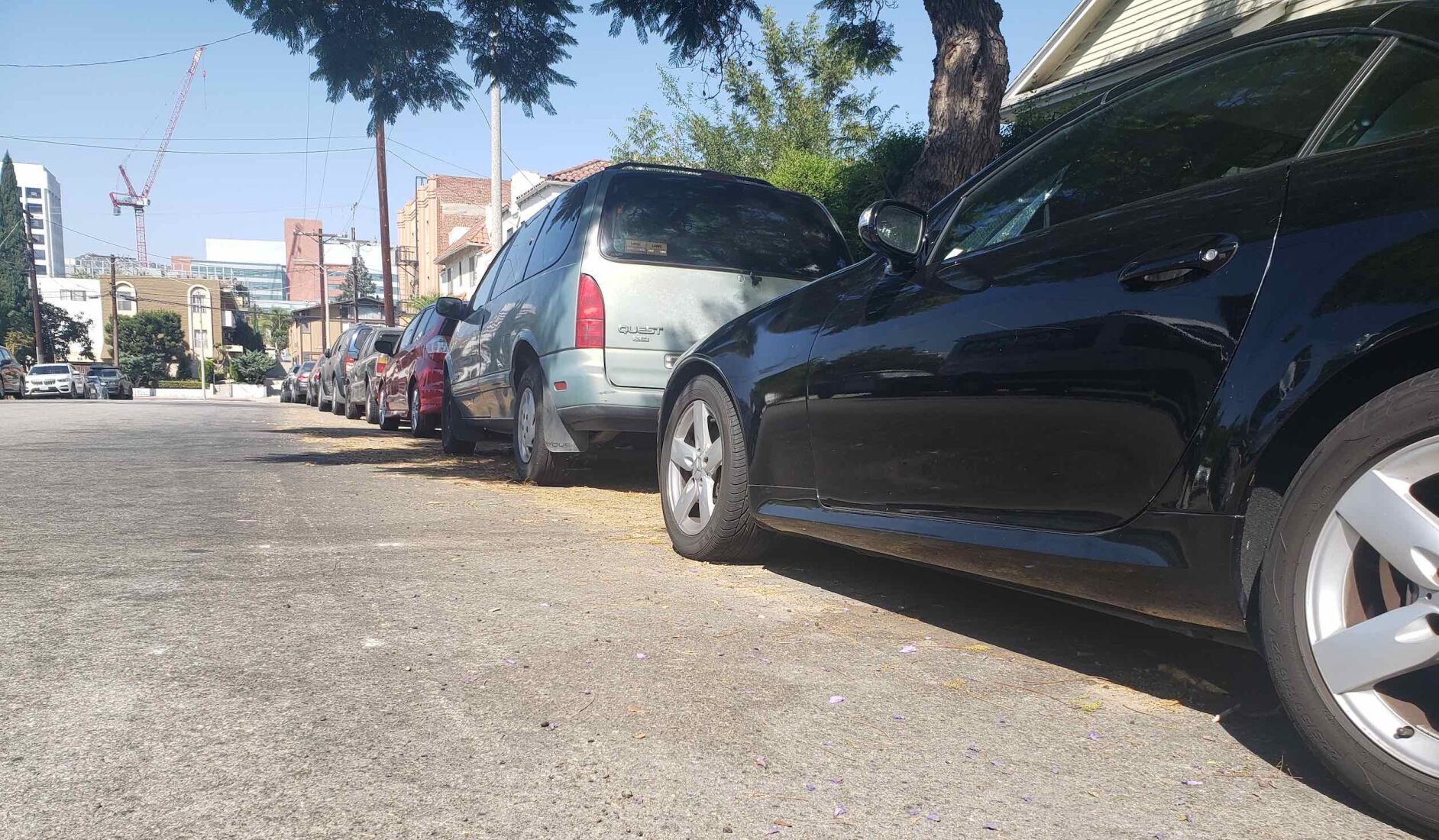 Parked cars on street